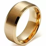 JewelryWe Schmuck 8mm Herren Ring, Polished Ehe-Verlobungs Eheringe Partnerringe Edelstahlring, Gold Bandring Größe 71 mit Geschenk Tüte