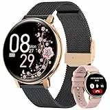 SWGOTA Smartwatch Damen, 1,39' Fitnessuhr mit Telefonfunktion 24H Pulsuhr SpO2 Schlafmonitor Menstruationszyklus 120+ Sportmodi Schrittzähler Kalorien Fitness Tracker IP68 iOS Android Roségold Schwarz