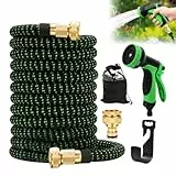 Gobesty Flexibler Gartenschlauch 30M, Wasserschlauch Flexibel, Dehnbarer Wasserschlauch mit 10 Funktionsdüse Brause, Leichter und Knickfreier Flexischlauch, Gartenschläuche mit 3-Fach Latexkern (Grün)