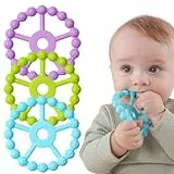 Beißring Baby, 3er Pack Beissring Baby Spielzeug Kühlend, Seposeve Silikon Greifling Baby Spielzeug ab 9 Monaten, Babygeschenke 6-12, 12-24 Monate, Babygeschenke, BPA-FREI, Hell Lila Grün Blau