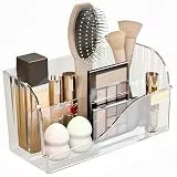 SLHEQING Make up Organizer mit 4 Fächern, Kosmetik Aufbewahrungsbox für Schminktisch Badezimmerschrank, Schminktisch Organizer für Pinsel, Lippenstift und Skincare (1)