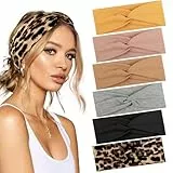 PROPOG 6 Stück Haarband Damen, Elastisches Stirnband Anti-Rutsch Leopardenmuster Haarbänder Damen Weiche Kopftuch Headband Breites Haarschmuck für Yoga Sport Laufen Exercise