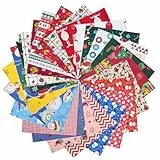 HO2NLE 25 Stück Weihnachten Baumwoll Stoff Quadrate 25 x 25cm Weihnachtsstoffe Stoff Patchwork Weihnachten zum Nähen DIY Basteln Handwerken