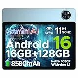 DOOGEE U11 Android 16 Tablet 11 Zoll Gemini AI 16GB RAM +128GB ROM (2TB TF) 8580mAh Gaming Tablet Unisoc T7200 Octa-Core 13MP+5MP Tablets PC 2.4G+5G WLAN GMS/ WidevineL1/ 3.5mm Audio/GPS/Face ID/OTG
