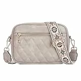 Telena Damen Handy Umhängetasche, Crossbody Bag mit verstellbarem Breiter Gurt, PU Leder Gesteppte Umhängetasche für Damen