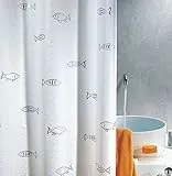 Spirella Anti-Schimmel Duschvorhang - Anti-Bakteriell, waschbar, wasserdicht, Polyester, „Kos“ 120x200cm Fische, Silber