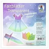 Ursus 38065503 - Faltblätter Transparent 'Regenbogen Pastell' 115 g/m², 50 Faltblätter 15 x 15 cm, einseitig bedruckt