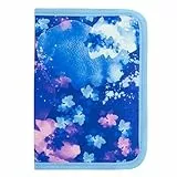 Idena 22085 - Federmappe mit Reißverschluss und Innenklappe, Design Blüten, gefülltes Federmäppchen mit 27 Teilen