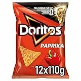 Doritos Paprika -Tortilla Nachos mit Paprika Geschmack - Herzhafter Snack zum Knabbern aus Mais (12 x 110g) (Verpackungsdesign kann abweichen)