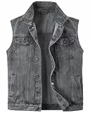 Harbrosrce Classics Herren Weste Denim Vest Ärmellose Jeansweste Cowboy Jacke Motorradweste Bikerweste für Männer Casual Freizeitweste