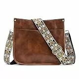 ZOUIQSS Dame Crossbody Taschen Leder Umhängetasche Frauen Hobo Handtasche mit Reißverschluss Schultertasche mit verstellbarem Riemen(Dunkelbraun (5CM) Farbe47)