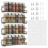 Priksia Gewürzregal zur Wandmontage, 4 Stück, Gewürzregal für den Innenschrank, mit selbstklebendem Aufkleber und Schrauben für Küche und Schrank, Gewürzgläser und Gewürze, ordentliche Aufbewahrung