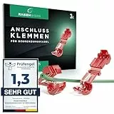 RASENWERK® - Anschlussklemmen für Mähroboter Begrenzungskabel Ladestation - T-Abzweigverbinder Abzweigklemmen Stromdieb - Kompatibel für Gardena, Husqvarna, Worx, Yard Force - rot - 3 Stück