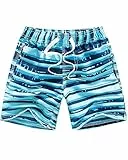 Domee Jungen Badehosen Badeshorts Schnelltrocknend Schwimmhose mit Netzfutter Verstellbarer Kordelzug Himmelblau 140-146 (Herstellergröße 10)