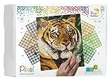 Pracht Creatives Hobby Pixel P090043 Mosaik Tiger, ca. 30,5 x 38,1 cm, leichtes Stecksystem, ohne Bügeln und Kleben, Steinchen aus Biokunststoff