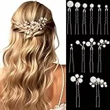 Nogeqi 12 Stück Haarnadeln Perlen, U Förmige Perlenhaarnadel, Elegante Braut Haarschmuck Hochzeit Haarnadel Perlen für Hochzeit Prom Party Brautjungfer Damen