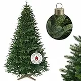 Hochwertiger künstlicher Weihnachtsbaum 180cm mit Holzfuß - Premium Spritzguss Weihnachtsbaum künstlich mit PVC im harmonischen Mix, Schnellaufbau, Tannenbaum künstlich als Weihnachtsdeko