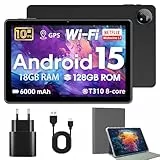 Hasskya Tablet 10 Zoll mit Hülle, Android 15-Tablets,18GB RAM+128GB ROM 1TB Erweiterbar,Widevine L1-kompatibles Octa-Core Tablett mit WiFi 5,HD IPS Touchscreen,6000 mAh,T310-CPU,5MP+8MP Doppelkamera