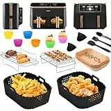 Heißluftfritteuse Zubehör für COSORI 8,5 L, Ninja SL400EU 9,5L, Ninja AF400EU 9L - Airfryer Zubehör Set Silikonform, Grillrost, Backpapier etc
