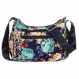 Minicloss Damen Mehrfachtasche Casual Crossbody Tasche Nylon Schultertasche Wasserdichte Handtasche Kosmetiktasche Strandtasche (Blumen)