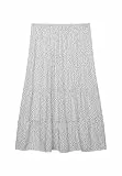 Superdry Damen Gewebter Maxirock mit Stufendesign Off-White Mit Kleinen Herzen 40
