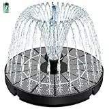 SZMP 3.5W Solar Springbrunnen Solar Teichpumpe mit Solar Panel, 2026 Upgrade Eingebaute 2000mAh Batterie Wasserpumpe Solar Schwimmender Fontäne Pumpe mit 8 Düse & 4 Fixer für Garten, Vogel-Bad, Teich