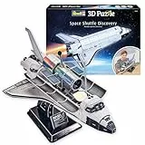 Revell 3D Puzzle Space Shuttle Discovery I Für Raumfahrt-Enthusiasten I 126 Teile für Kinder, Erwachsene, Jungen und Mädchen ab 8+ Jahren I inkl. Ständer I Bauspaß und Geschenkidee I 49 cm Lang