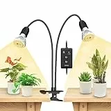 SANSI LED Pflanzenlampe für Zimmerpflanzen, 300W Vollspektrum 2-Schwanenhals Clip On Pflanzenlicht mit Timer 4/8/12 Stunden, 20W Wachstumslampe mit hoher PPFD für Indoor Pflanzenwachstum