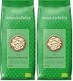 Mundo Feliz Ganze Cashew-Nüsse aus Bio-Anbau, 2 x 500 g (Packung mit 2)