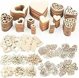 VGOODALL 510 Stück Holzherzen Deko mit 10m Juteschnur, Herz Streudek für Hochzeiten, DIY, Bastelprojekte & Home Decor, 5 Größen (10-40mm)