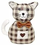 Lashuma Tür Halter Katze Braun Kariert, Türstopper Kaya, Schwerer Türsack Höhe: 26 cm