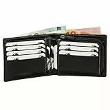 Ledershop24 Luxus Leder Geldbörse Portemonnaie Geldbeutel Münzfach mit Reißverschluss 12 cm Farbe schwarz