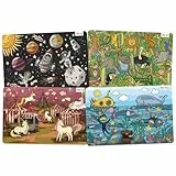 merka Kinder-Tischsets, pädagogisches Tischset, rutschfest, Designer-Set, Ozean, Weltraum, Dschungel, Einhörner, Lern-Tischset für den ESS- und Küchentisch (Space, Beach, Jungle, 17 x 11)