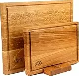 B4K® Schneidebretter aus Eiche – 2er Set | Handgefertigt, geölt & antibakteriell | Vielseitig als Küchenbrett, Hackbrett & Servierbrett | Größen: 40×30×2,2 cm & 30×20×2,2 cm
