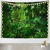Loccor Dschungelwald-Wandteppich, 203 x 152 cm, Sommer, Regenwald, grüne Bäume, natürliche Landschaft, Wandbehang, natürlicher Dschungel, Regenwald, Wandteppich für Zuhause, Wohnzimmer, künstlerische