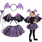 BINXWA halloween kostüm kinder fledermaus,4 Stück halloween kostüm mädchen Fledermaus Tutu,halloween kinder kostüme Mädchen 3-8 Jahre Für Party Mottoparty Fasching
