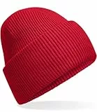 Hatstar Warme Damen Beanie Mütze | Herren Grobstrick Wintermütze | Wollmütze Strickmütze | Unisex für Damen und Herren | Weich und Dick (Rot)