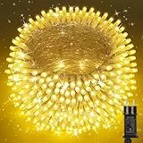 Moxled Lichterkette Außen 100m 800LED, Warmweiß Lichterkette Außen Strom mit Timer Speicherfunktion, Transparente Kabel, Wasserdicht 8 Modi Weihnachtsbeleuchtung für Außen Innen Baum Weihnachten