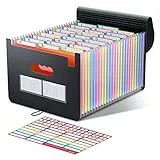 ThinkTex Dokumentenmappe A4 26 Fächer, Fächermappe Sortiermappe Bunte Datei Organizer Ordner, Schreibtisch Organizer/Aktentasche Mappe, Dokumententasche Aktenmappe Ordnungsmappe mit bunten Labeln