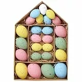 Victor's Workshop 25x Ostereier zum Aufhängen, farbige künstliche Ostereier für Osterdeko Osterstrauß Osterkörbchen Frühlingsdeko - Bunt