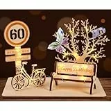 I LOVE MOM Geldgeschenk Geburtstag Holz, Fahrrad Geschenk, DIY Dreidimensionale Bäume Sitzbank Deko Zahlen für Geschenke, Hochzeiten, Partys, Geburtstage, Jubiläum (GYY-60)
