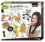 Lena 42547 Maskottchen Tiere Maskottchen Perlentiere Bastelset ab 6 Jahren, Mit 250 x Bastelperlen und 4 x Schlüsselringen, Schlüsselanhänger mit Perlen basteln