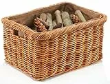 Kobolo Holztrage Holzkorb für Kaminholz - Rattan Lacak mit abnehmbarem Leinenstoff