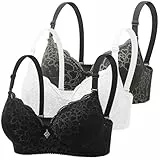 BH Damen mit Bügel Klassische BHS Spitzen Bustier Push Up BH Set Komfort Nahtlos V-Ausschnitt Tshirt Bra mit Verstellbarem Starker Halt Trainings Schlaf BHS Große Brüste Unterwäsche Gepolstert Alltag