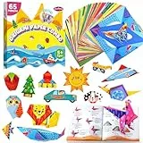 Funtopia 130 Blatt Origami Papier mit 65 Mustern und Anleitungsbuch, Basteln Fürmädchen Kreativ-Set, Spielzeug für Reisen, Schule, Urlaub, Aktivitäten, Basteln Origami Kinder ab 5 Jahre