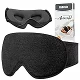 INNELO Schlafmaske für Seitenschläfer, Verbesserte 3D Lichtblockierende, mit Gehörschutz, Ultraweiche und Bequem Augenmaske, Schlafbrille mit klettverschluss für Frauen,Herren, Schwarz