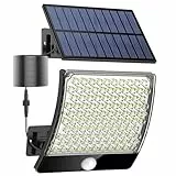 MPJ Solarlampen für Außen, 105 LED Solarleuchte Aussen mit Bewegungsmelder, IP65 Wasserdichte, 125°Beleuchtungswinkel, Solar Wandleuchte für Garten mit 5m Kabel