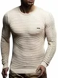 Leif Nelson Strickpullover Herren Rundhals (Beige, Größe S) - Dünner Männer Strick Pullover für Winter & Sommer - Coole Crewneck Männer Pullover
