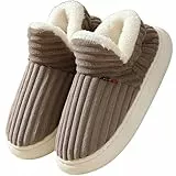 Misolin Hausschuhe Damen Winter Wärme Pantoffeln Herren With Memory Foam Kordsamt Voll Plüsch Weiche Geschlossen Baumwolleschuhe Antirutsch Bequeme Outdoor/Indoor,Café 280(EU40-41)