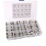 QitinDasen 130Pcs Professionell 6 X 30mm Auto Glasrohrsicherungen, Schnelle Schlag Glassicherung, Fast Schlag Glas Sicherungen, mit 20Pcs Sicherungssitz